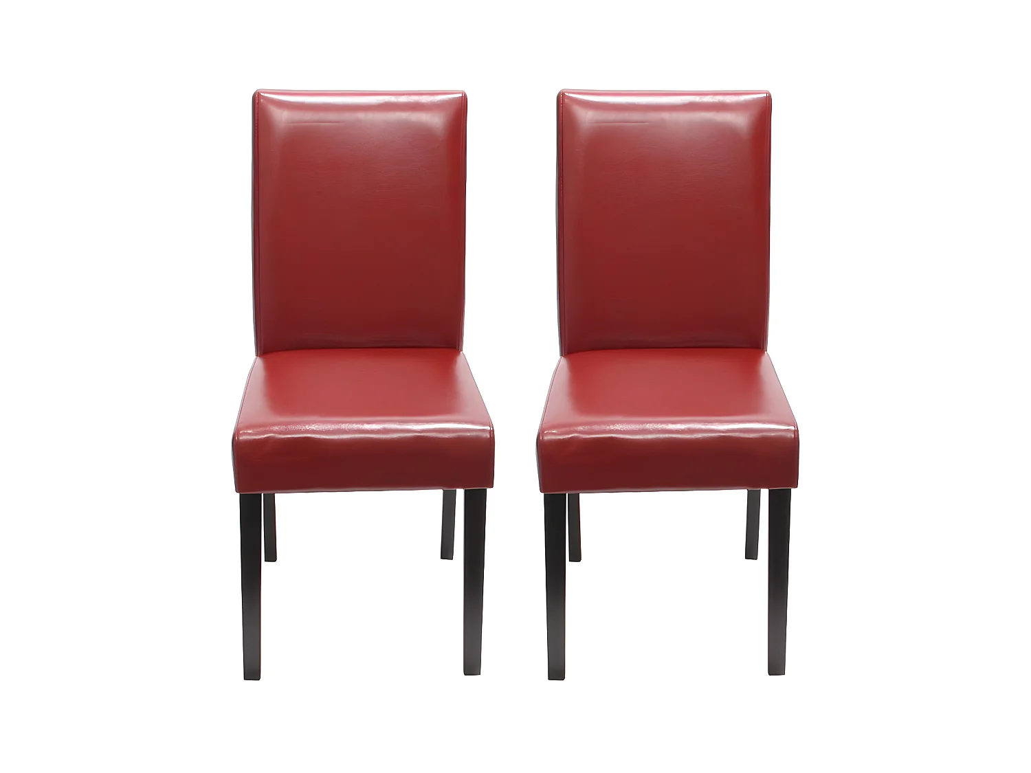 Lot de 2 chaises de salle à manger synthétique rouge pieds foncés CDS04044