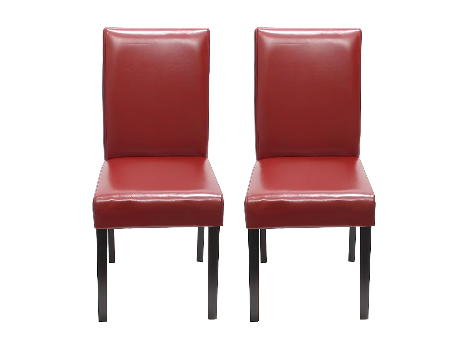 Lot de 2 chaises de salle à manger synthétique rouge pieds foncés CDS04044
