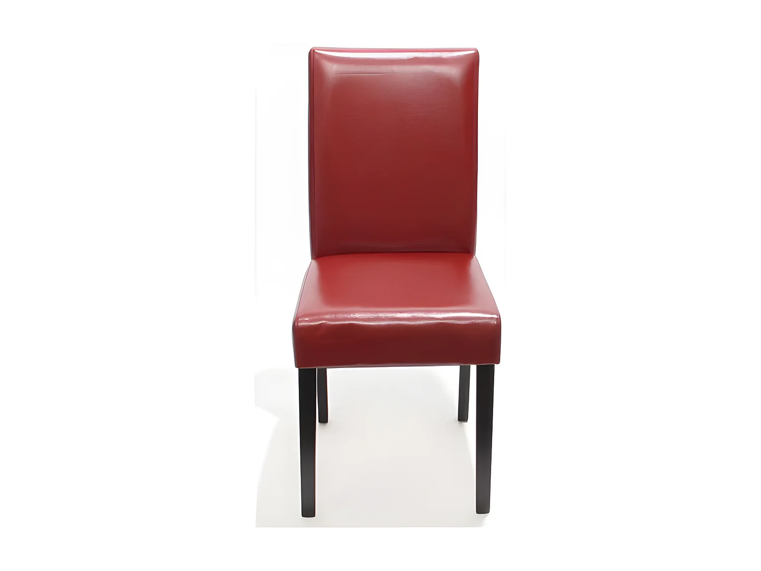 Lot de 2 chaises de salle à manger synthétique rouge pieds foncés CDS04044