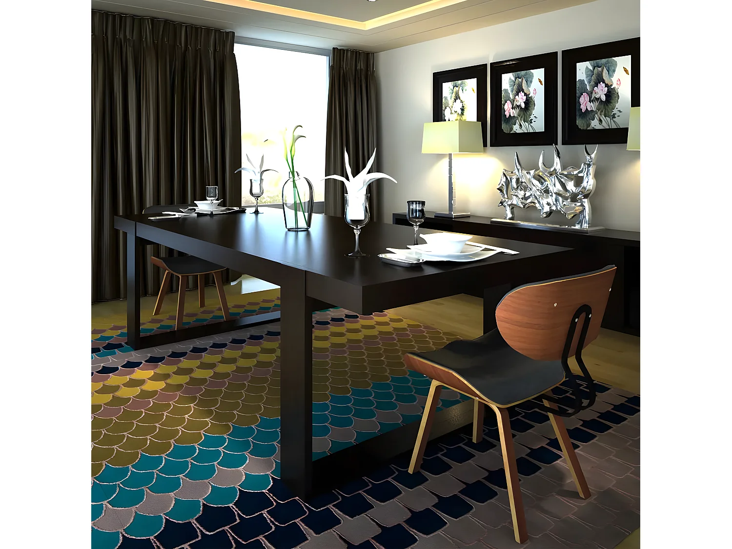 Lot de 2 chaises de salle à manger cuisine design moderne et simple bois courbé et synthétique CDS020271