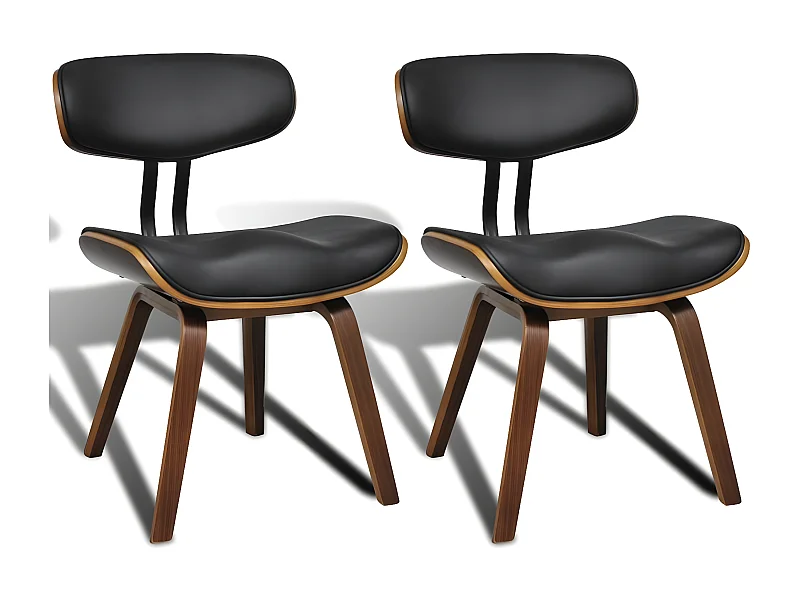 Lot de 2 chaises de salle à manger cuisine design moderne et simple bois courbé et synthétique CDS020271