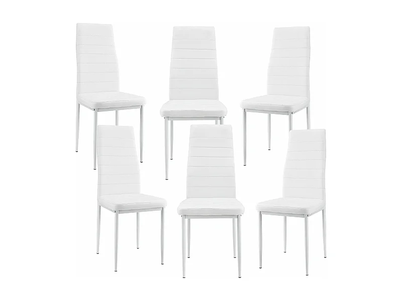 6 x Chaises de salle à manger blanc avec rembourrage cuir synthétique 03_0000285