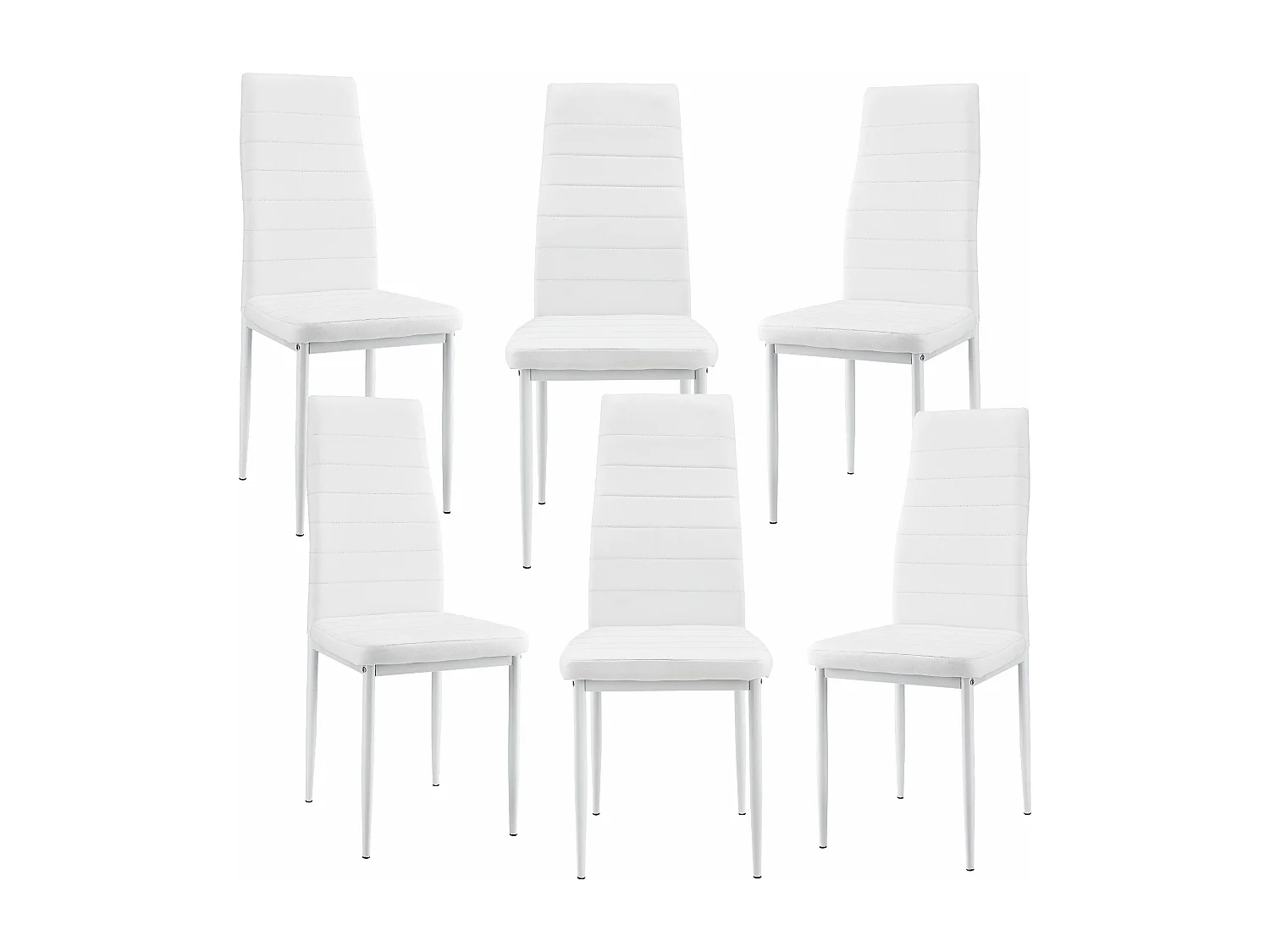 6 x Chaises de salle à manger blanc avec rembourrage cuir synthétique 03_0000285