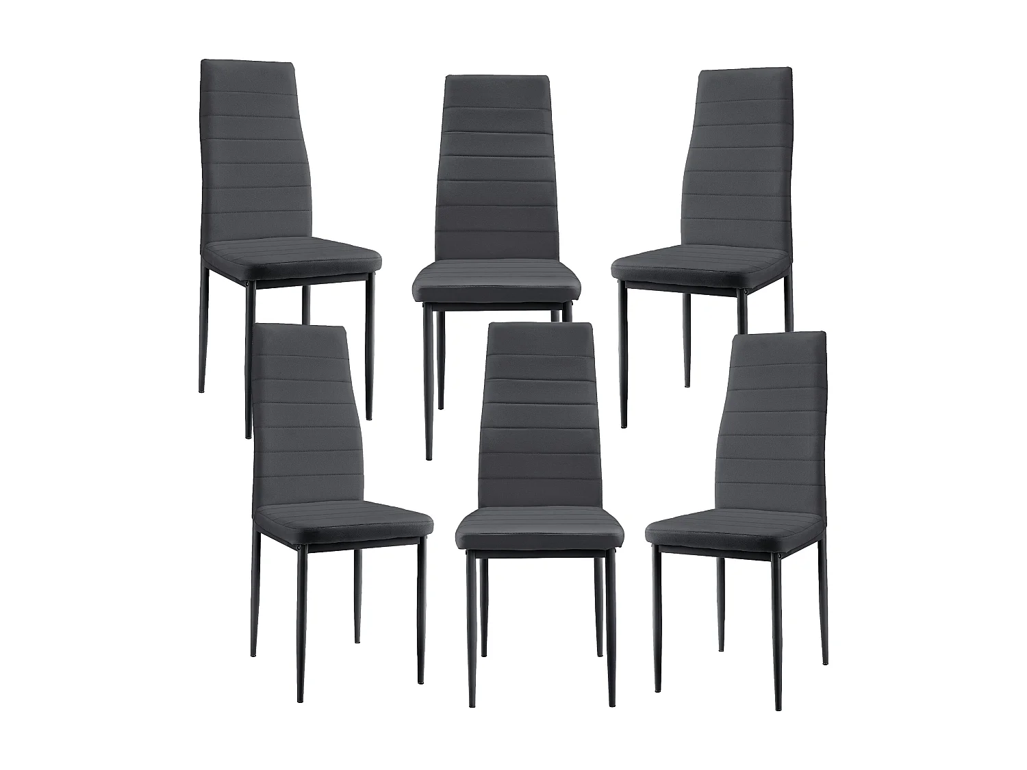 6 x Chaises de salle à manger gris foncé avec rembourrage cuir synthétique 03_0000286
