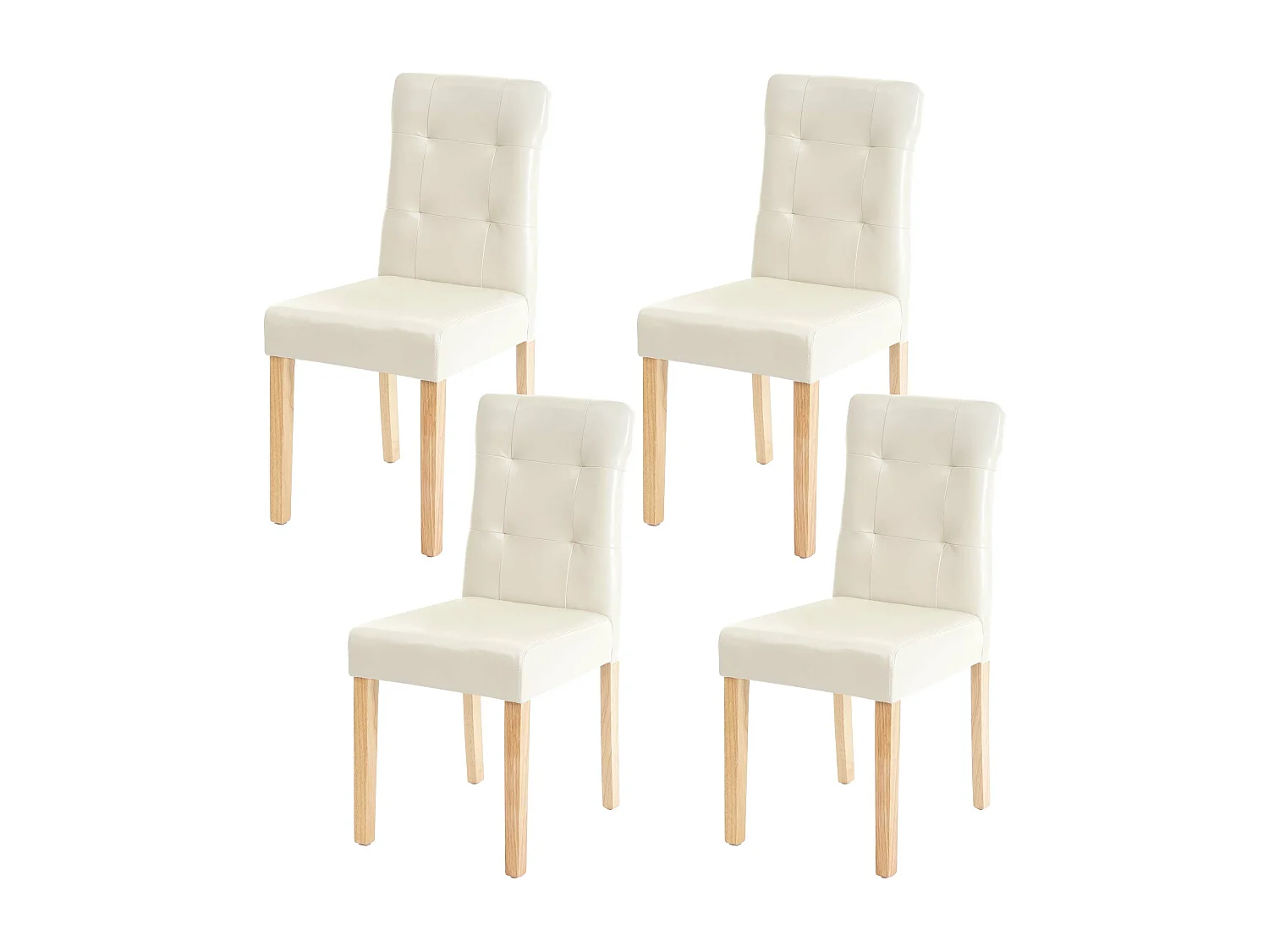 Lot de 4 chaises en synthétique crème pieds en bois clair CDS04543