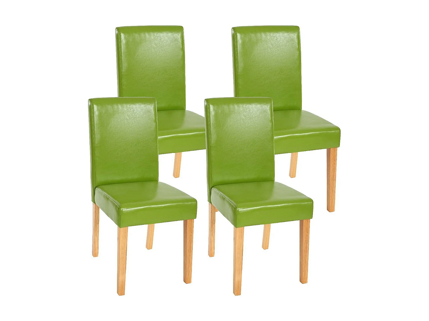 Lot de 4 chaises de salle à manger synthétique vert pieds clairs CDS04131