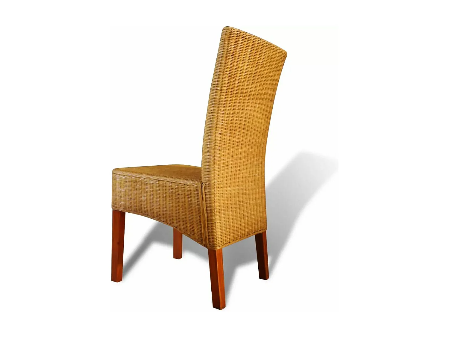 Lot de 2 chaises de salle à manger cuisine design classique rotin naturel marron CDS020705