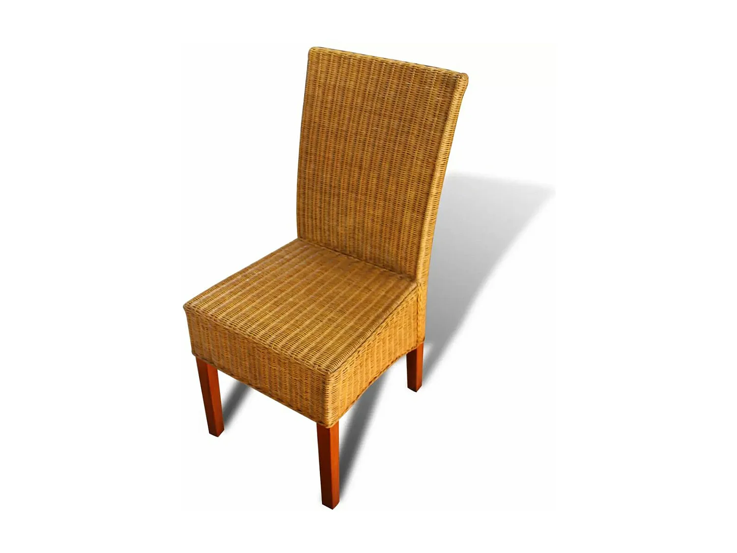 Lot de 2 chaises de salle à manger cuisine design classique rotin naturel marron CDS020705