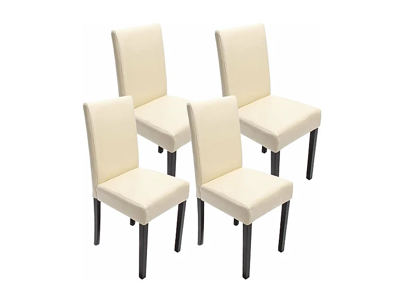Lot de 4 chaises de salle à manger synthétique crème pieds foncés CDS04142