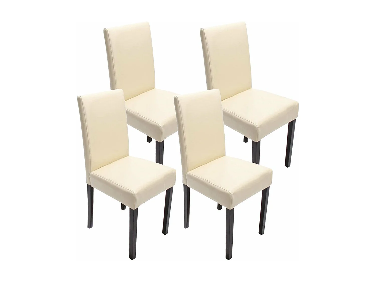 Lot de 4 chaises de salle à manger synthétique crème pieds foncés CDS04142