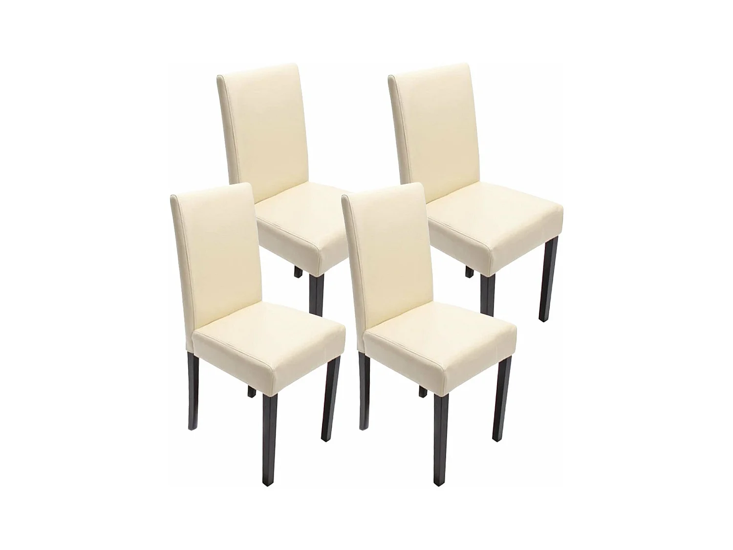 Lot de 4 chaises de salle à manger synthétique crème pieds foncés CDS04142