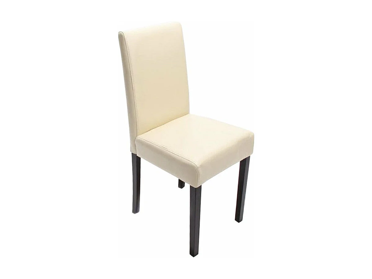 Lot de 4 chaises de salle à manger synthétique crème pieds foncés CDS04142