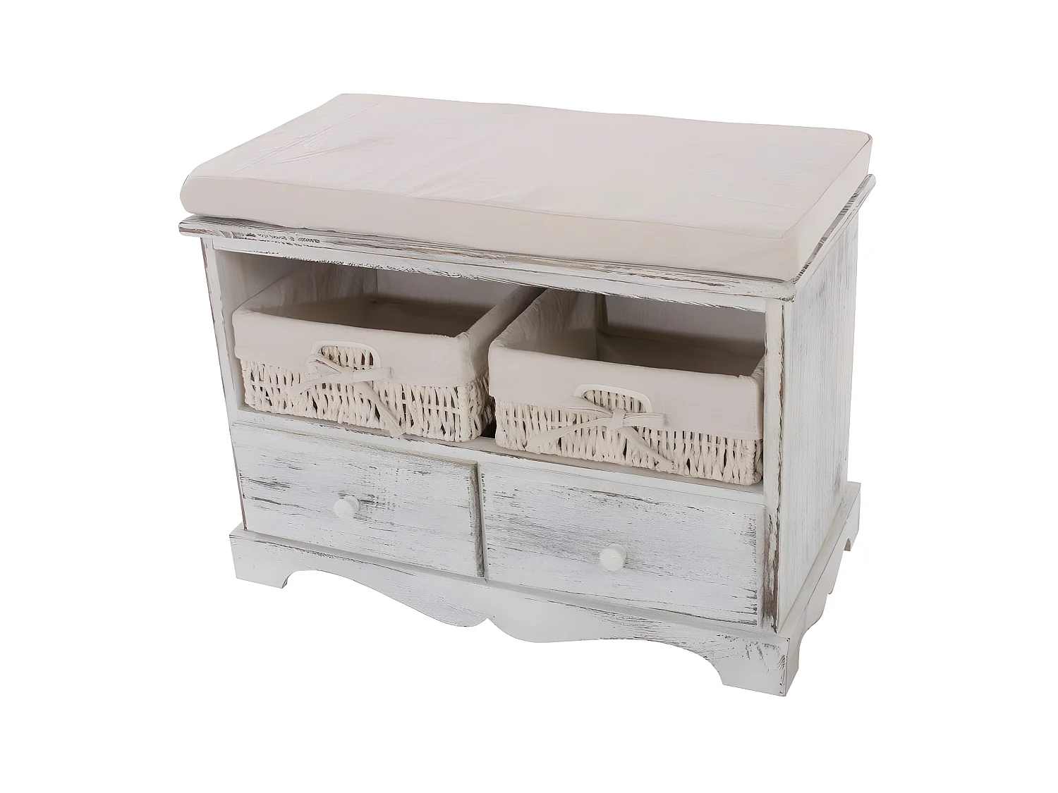 Banquette banc en bois bois blanche 62 x 33 x 42 cm BAN04024