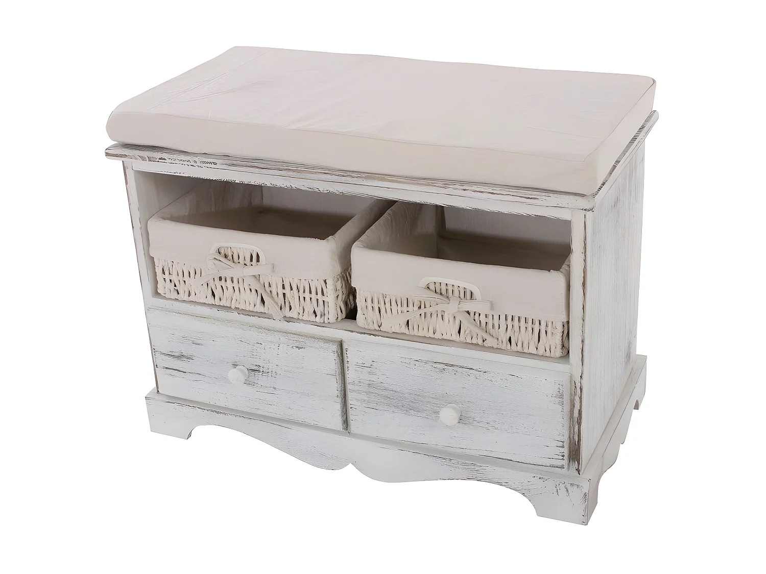 Banquette banc en bois bois blanche 62 x 33 x 42 cm BAN04024