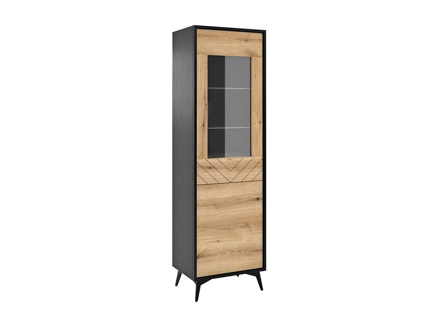 Vitrine AMBIHOME JESS - Preto/Carvalho, C54xP39xA178cm