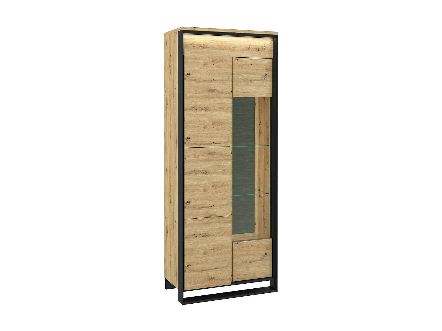 Étagère Luliru 102, Avec des portes|Fermé, Verre trempé|Stratifié, 195x76x41cm