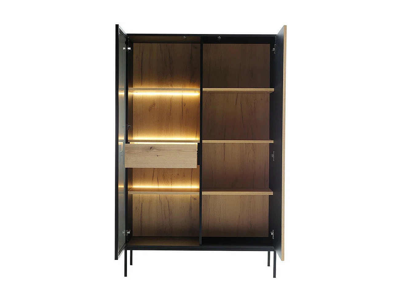 Étagère Soferi 112, Avec des portes|Fermé, Stratifié|Verre, 166x104x39cm