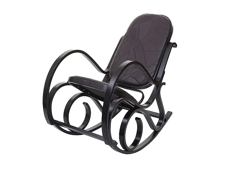 Fauteuil à bascule rocking cuir marron 55 x 90 x 90 cm FAB04021
