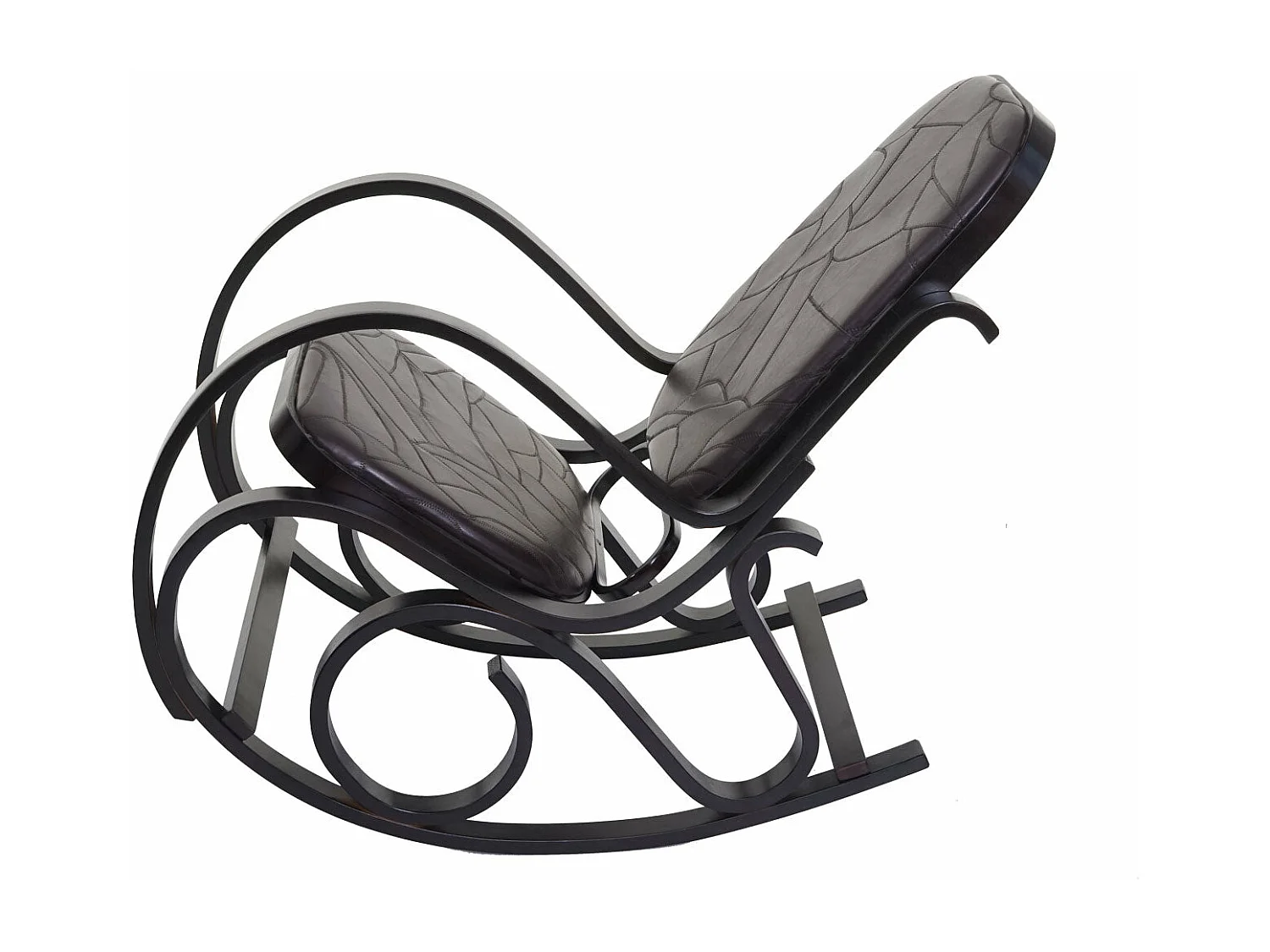 Fauteuil à bascule rocking cuir marron 55 x 90 x 90 cm FAB04021