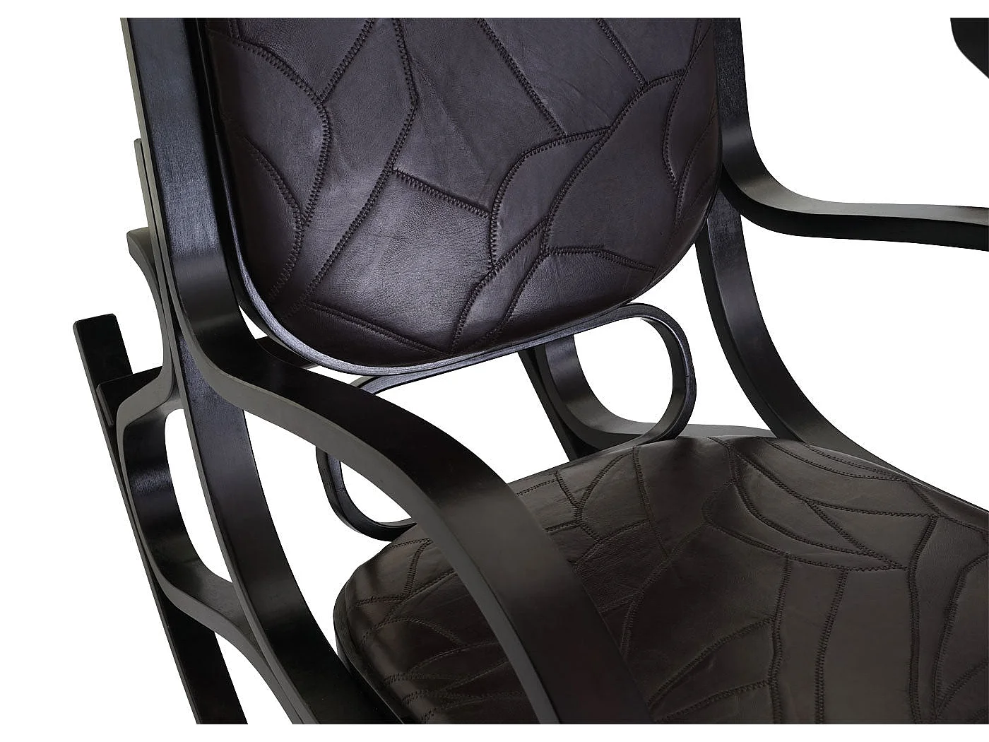 Fauteuil à bascule rocking cuir marron 55 x 90 x 90 cm FAB04021