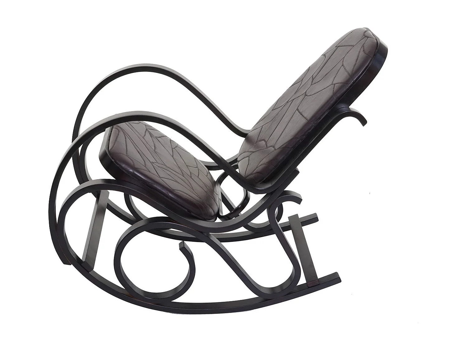 Fauteuil à bascule rocking cuir marron 55 x 90 x 90 cm FAB04021