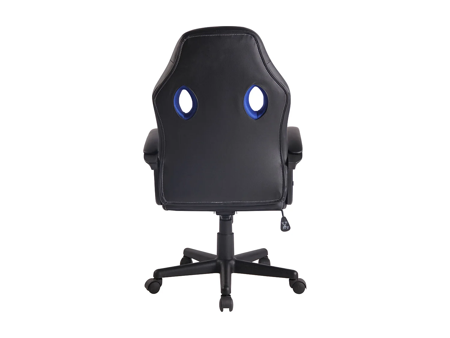 Silla de oficina deportiva de diseño en material sintético negro con malla azul BUR10483