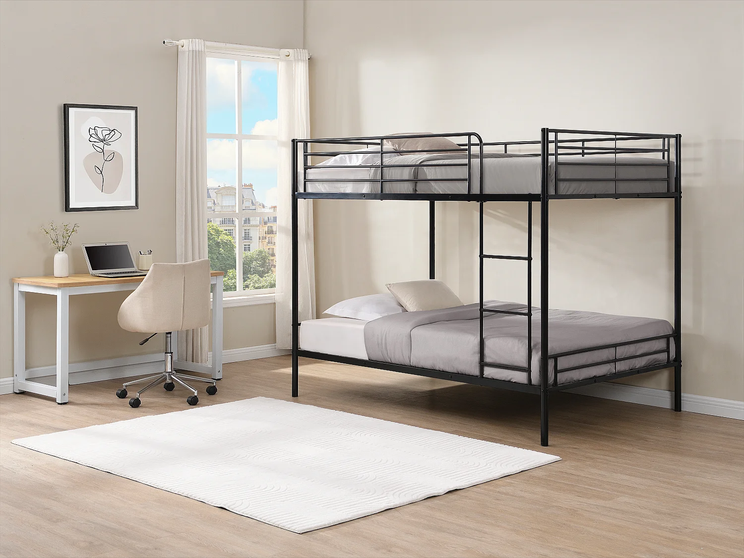 Etagenbett - 2 x 120 x 190 cm - Schwarz - DUOTIS II