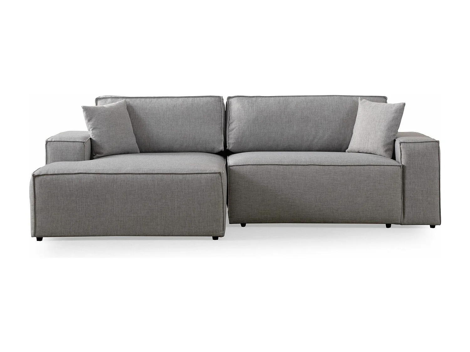 Canapé d'angle convertible à gauche, avec rangement Sorela Tissu Gris clair