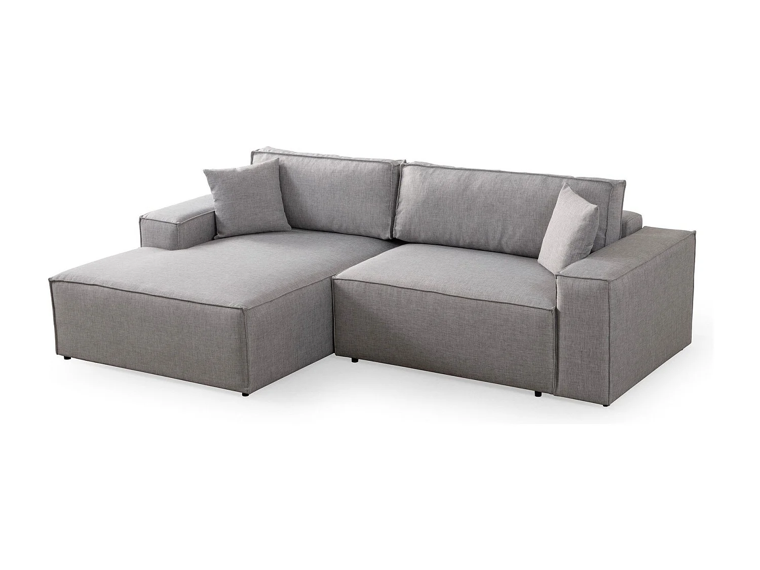 Canapé d'angle convertible à gauche, avec rangement Sorela Tissu Gris clair