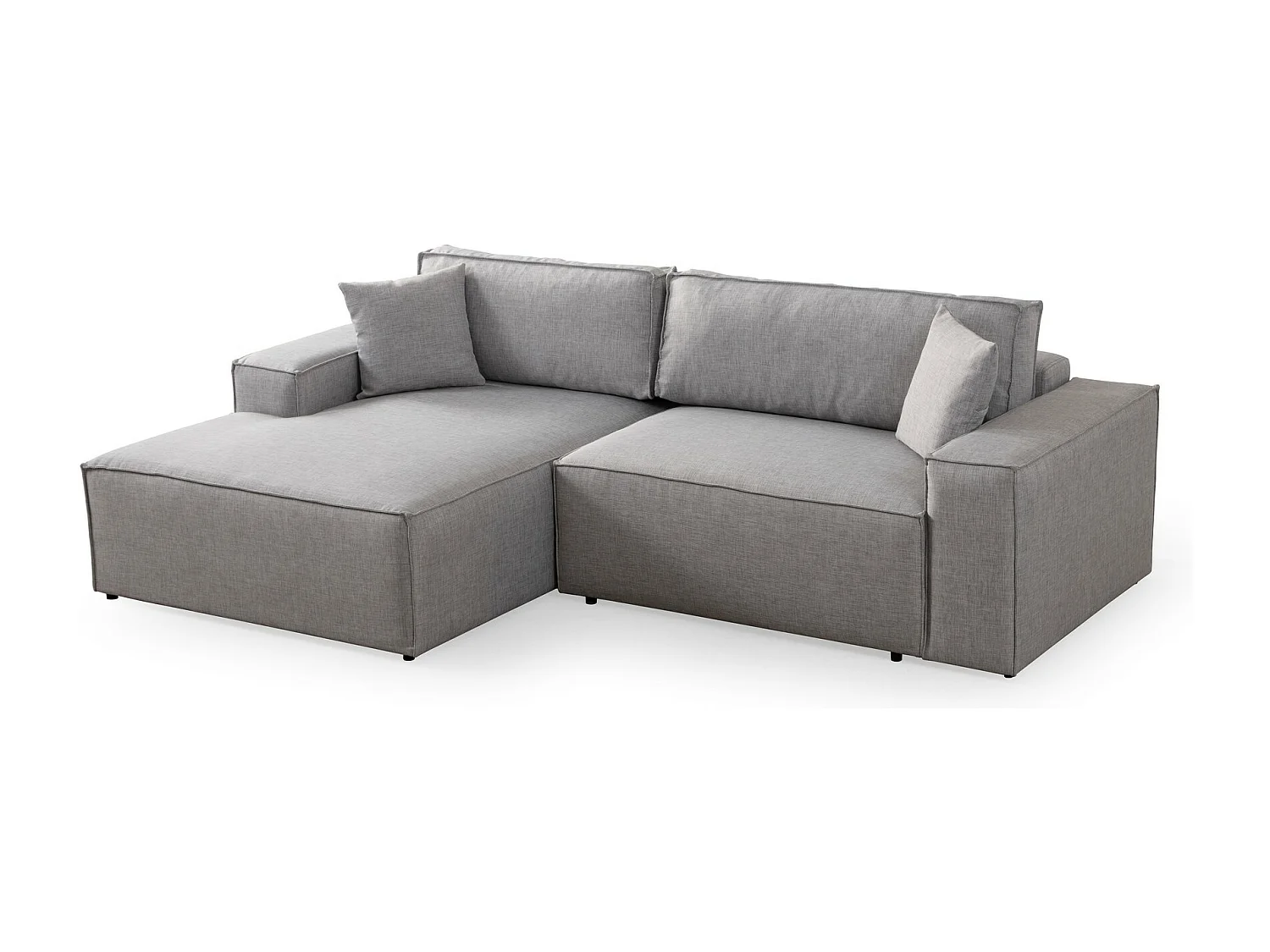 Canapé d'angle convertible à gauche, avec rangement Sorela Tissu Gris clair