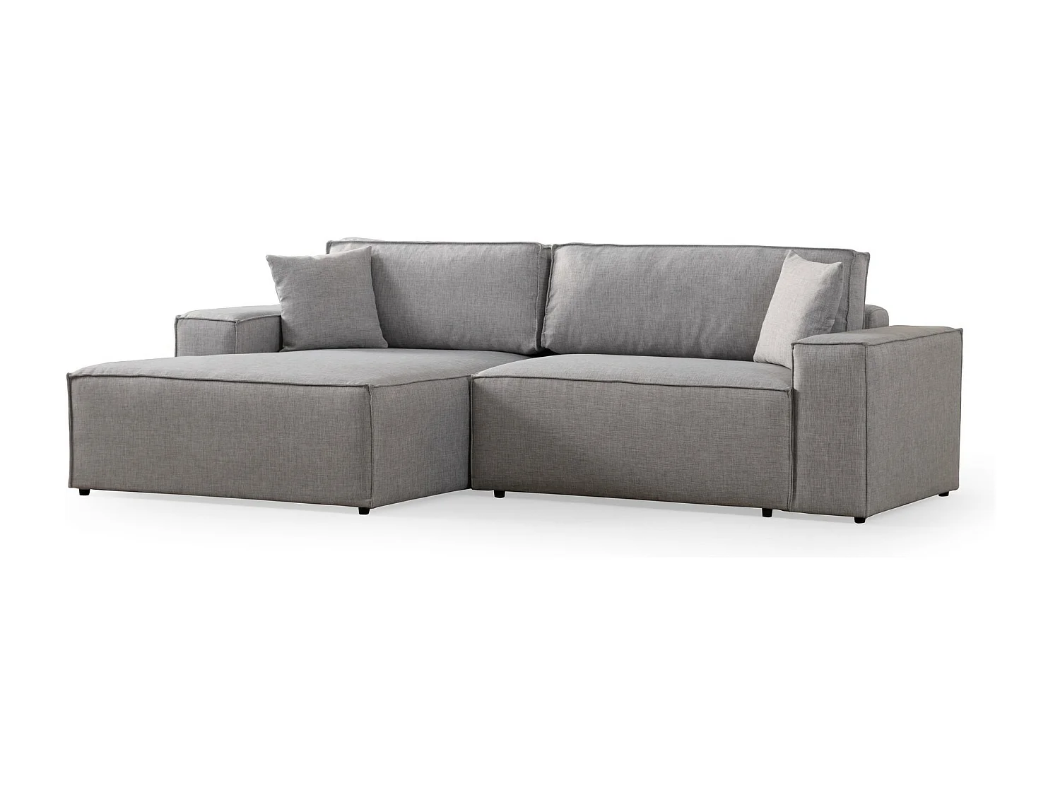 Canapé d'angle convertible à gauche, avec rangement Sorela Tissu Gris clair