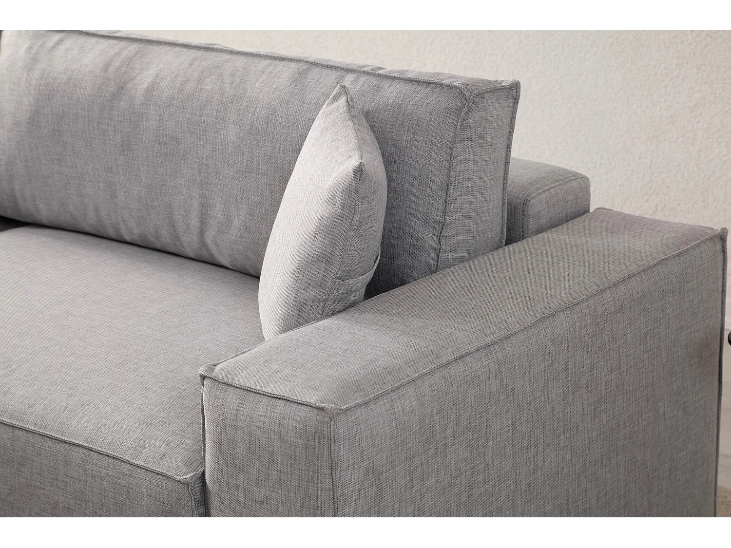 Canapé d'angle convertible à gauche, avec rangement Sorela Tissu Gris clair