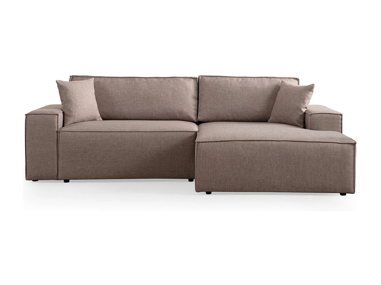 Canapé d'angle à droite convertible, avec rangement Sorela Tissu Taupe