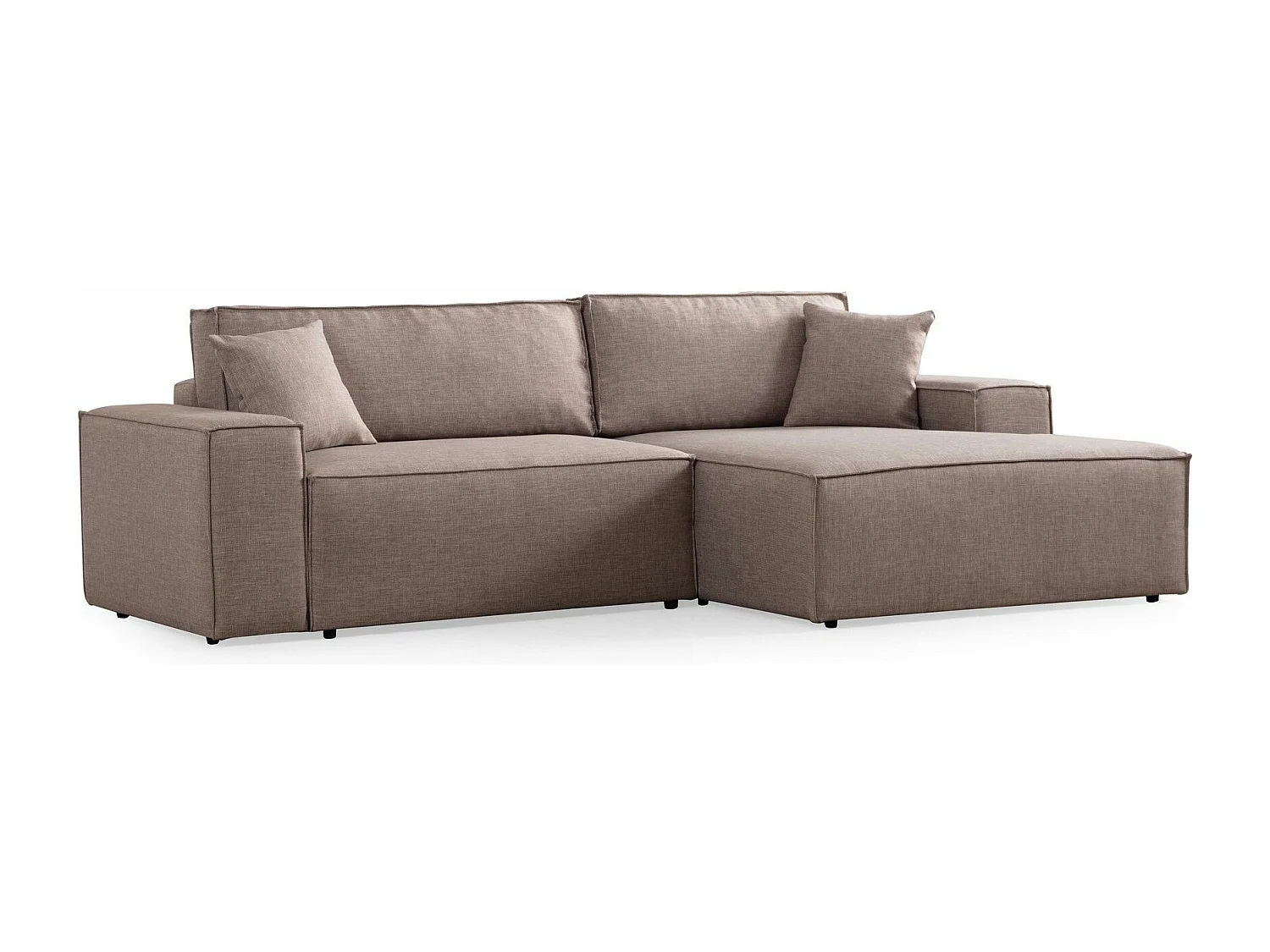 Canapé d'angle à droite convertible, avec rangement Sorela Tissu Taupe