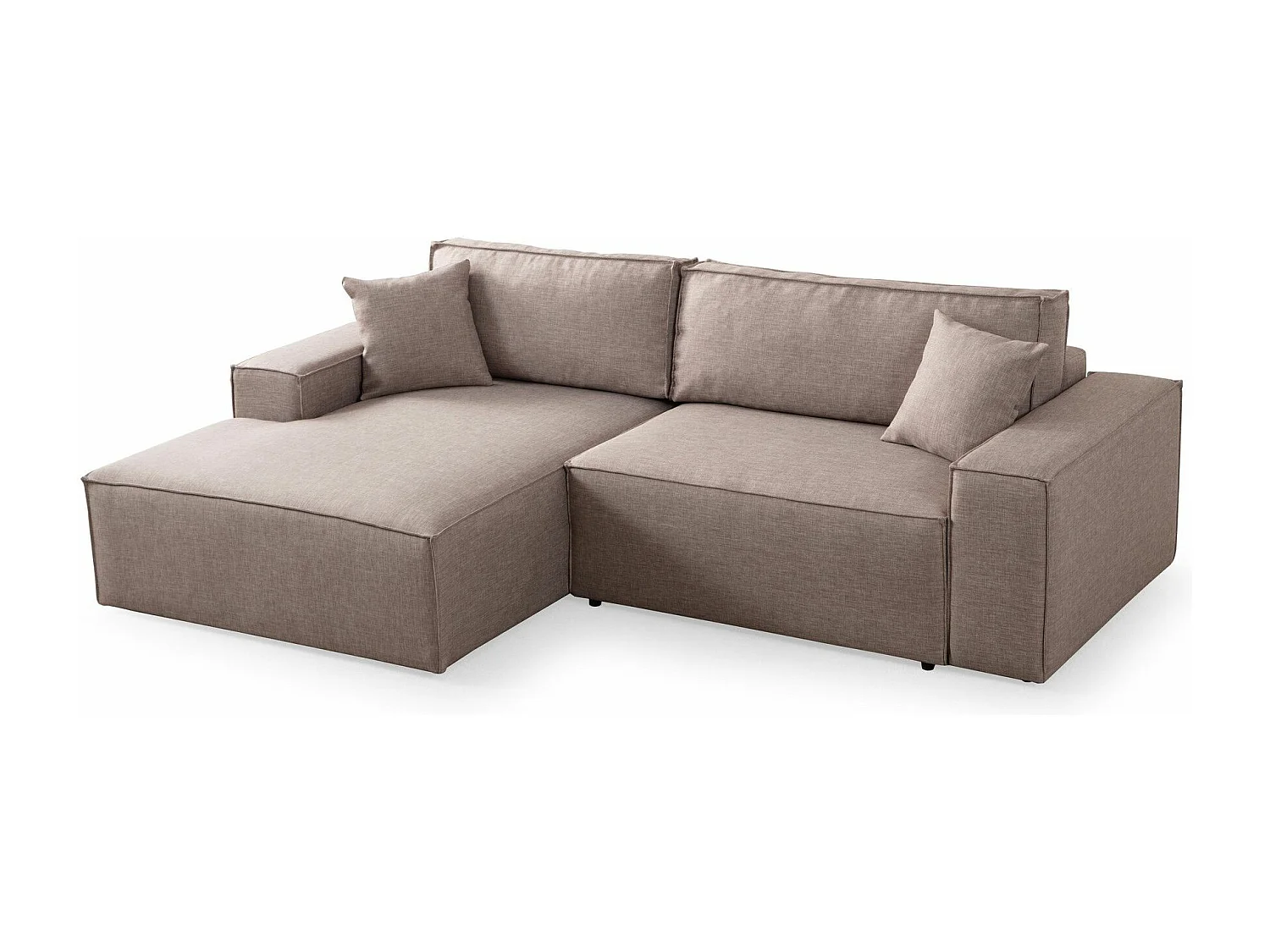 Moderne uitklapbare hoekbank met opbergruimte Morea 260 cm-Kleur Bruin-linkerhoek