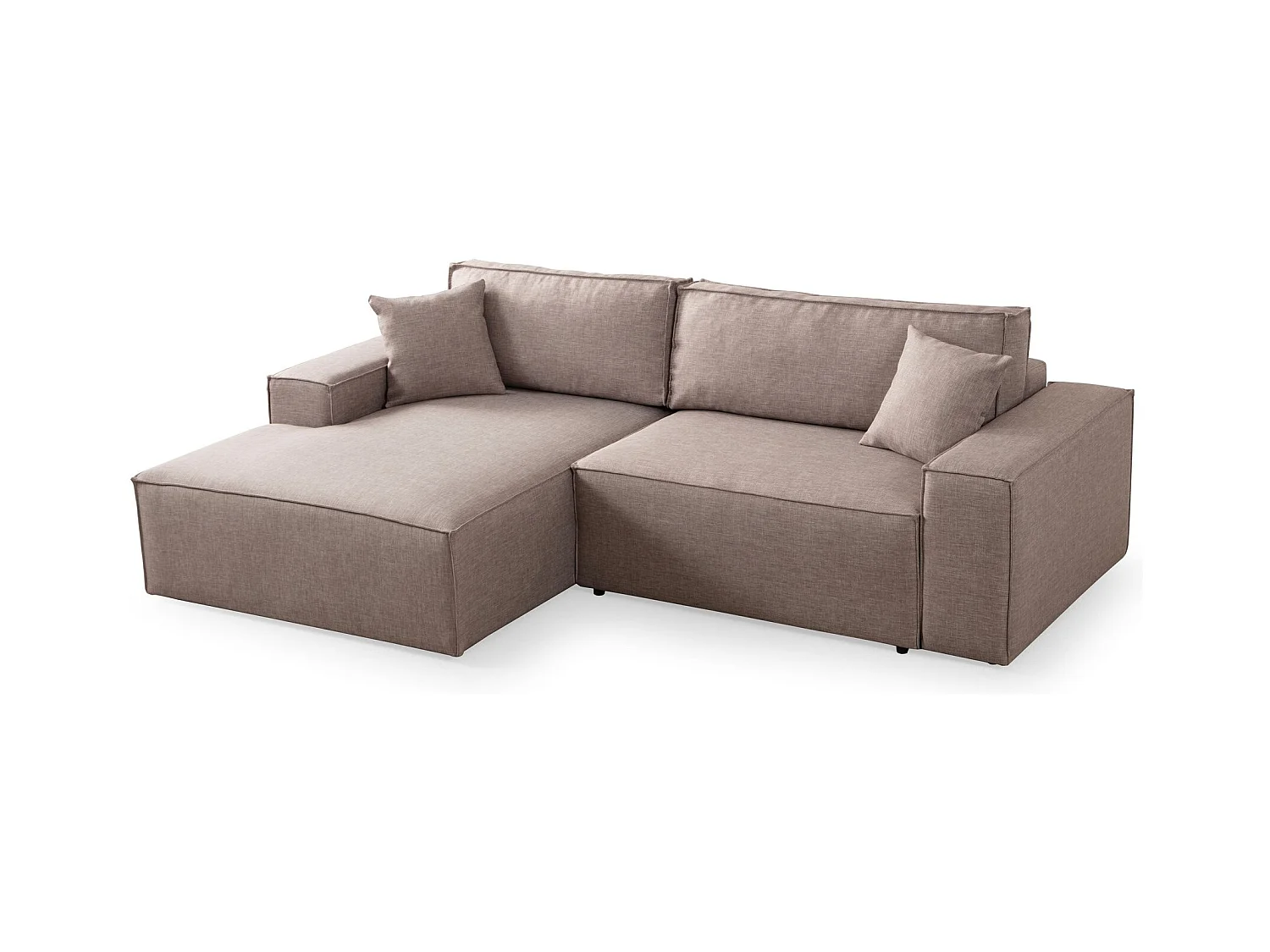 Moderne uitklapbare hoekbank met opbergruimte Morea 260 cm-Kleur Bruin-linkerhoek