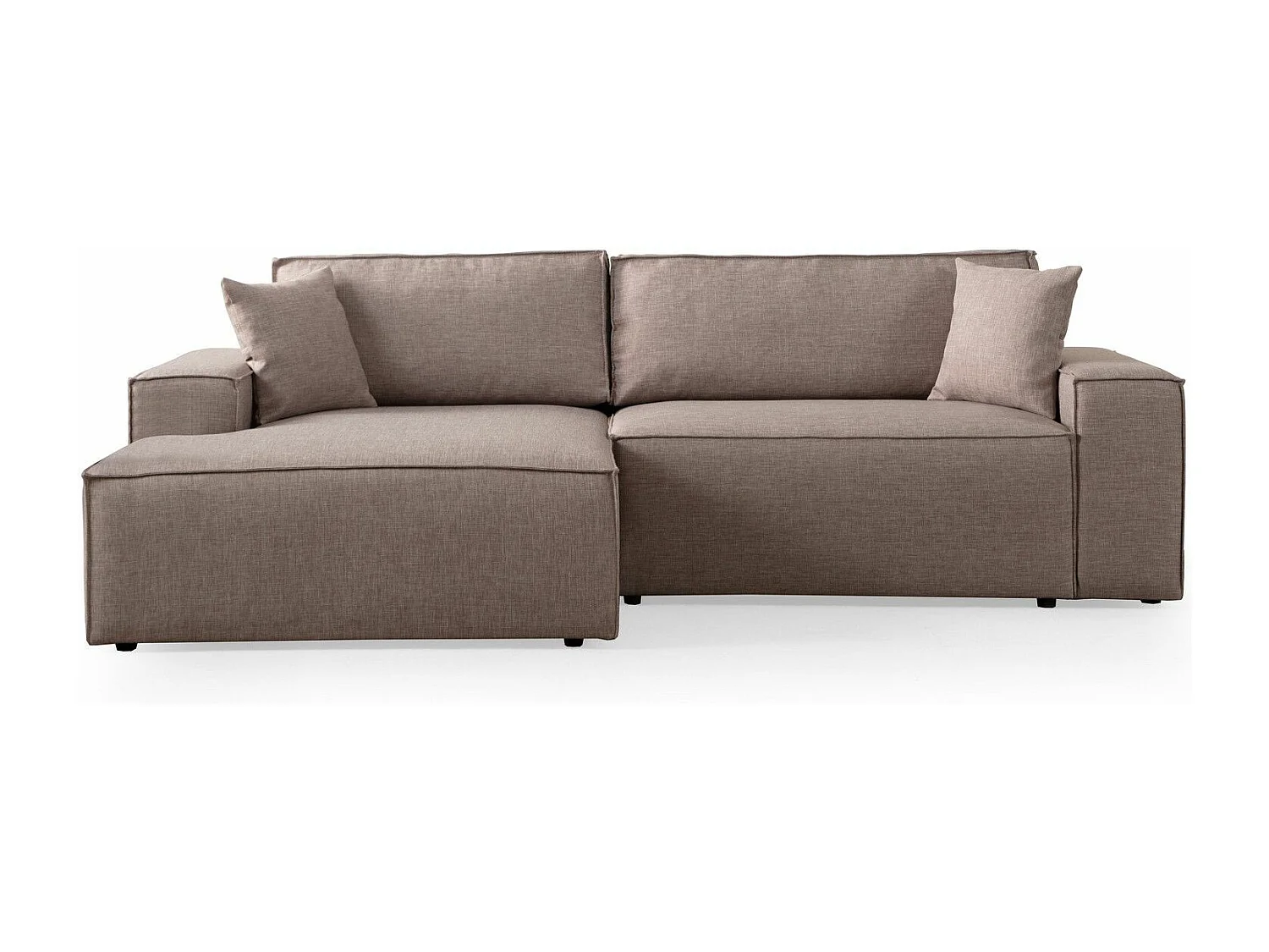 Moderne uitklapbare hoekbank met opbergruimte Morea 260 cm-Kleur Bruin-linkerhoek