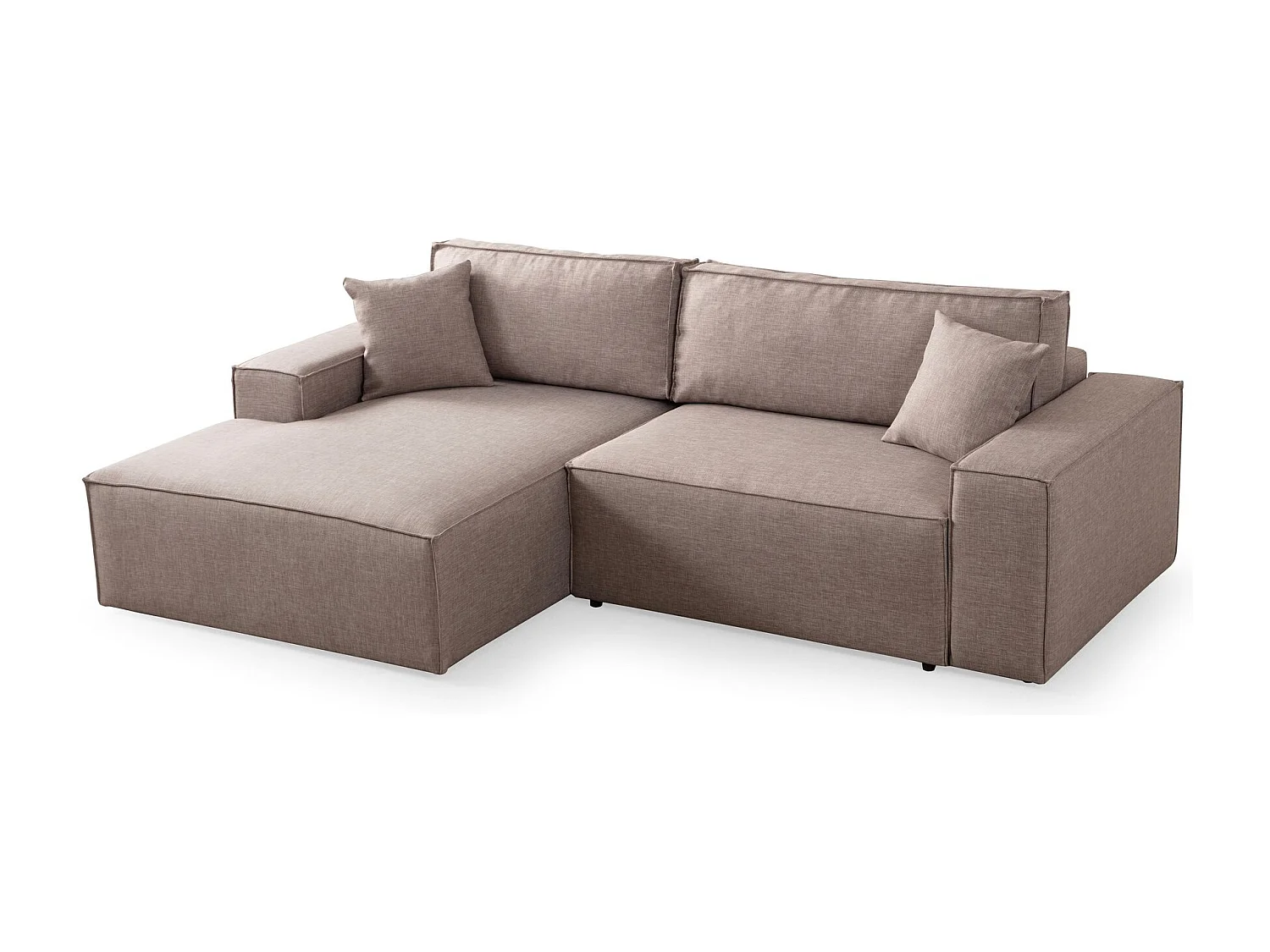 Moderne uitklapbare hoekbank met opbergruimte Morea 260 cm-Kleur Bruin-linkerhoek