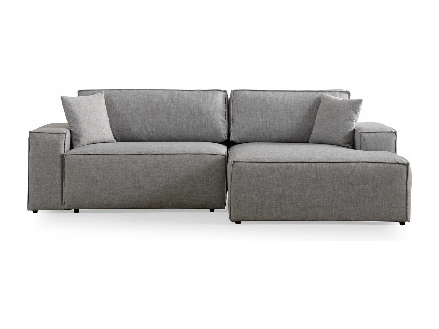 Canapé d'angle à droite convertible, avec rangement Sorela Tissu Gris clair