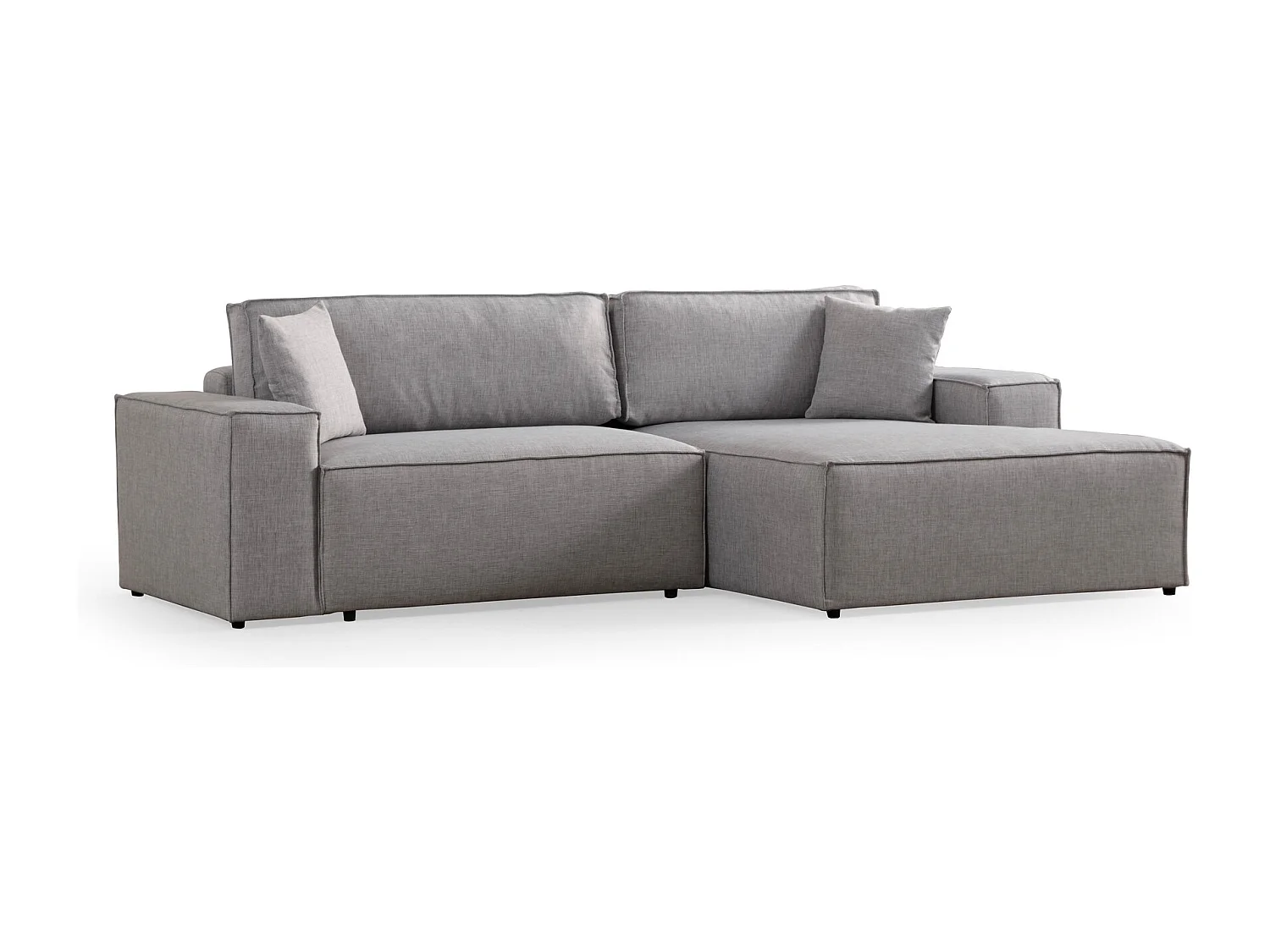 Canapé d'angle à droite convertible, avec rangement Sorela Tissu Gris clair