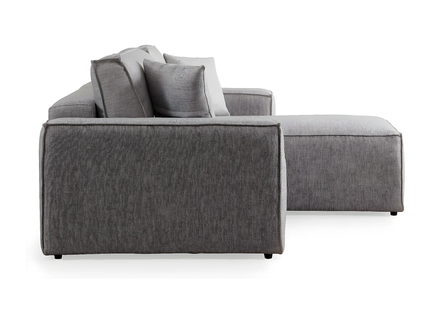 Canapé d'angle à droite convertible, avec rangement Sorela Tissu Gris clair