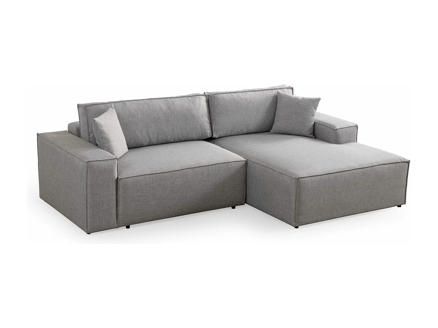 Canapé d'angle à droite convertible, avec rangement Sorela Tissu Gris clair