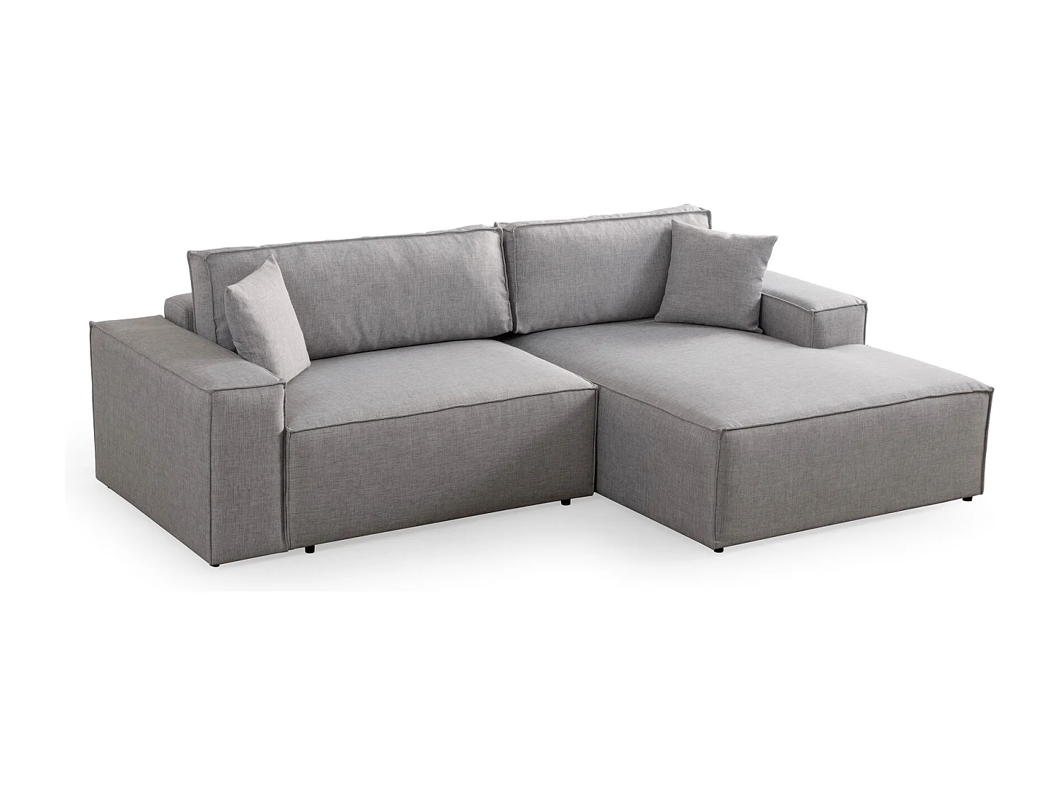 Canapé d'angle à droite convertible, avec rangement Sorela Tissu Gris clair