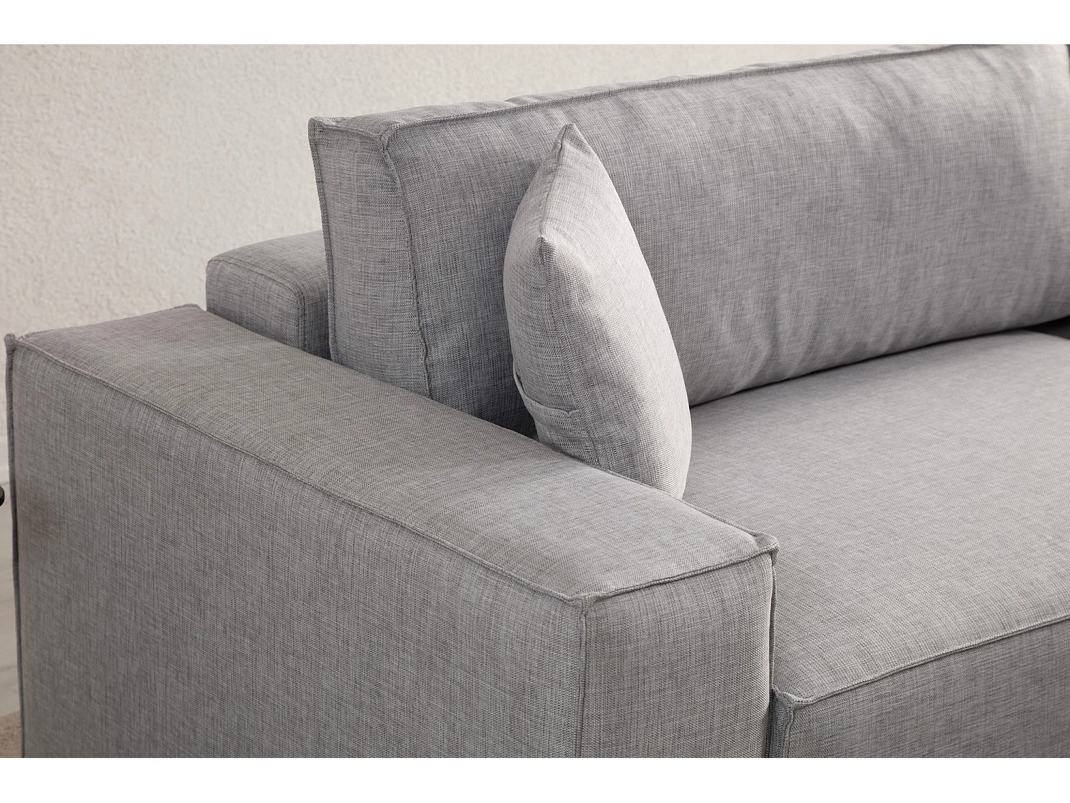 Canapé d'angle à droite convertible, avec rangement Sorela Tissu Gris clair