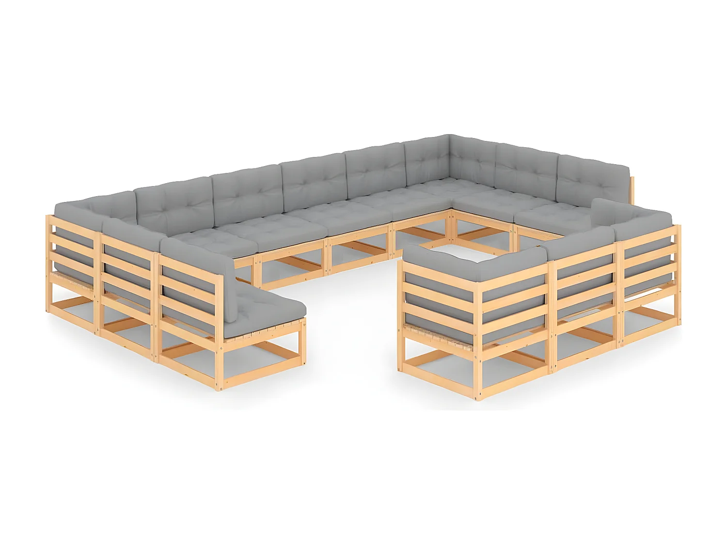 Salon de jardin 13 pcs avec coussins Bois de pin massif 16