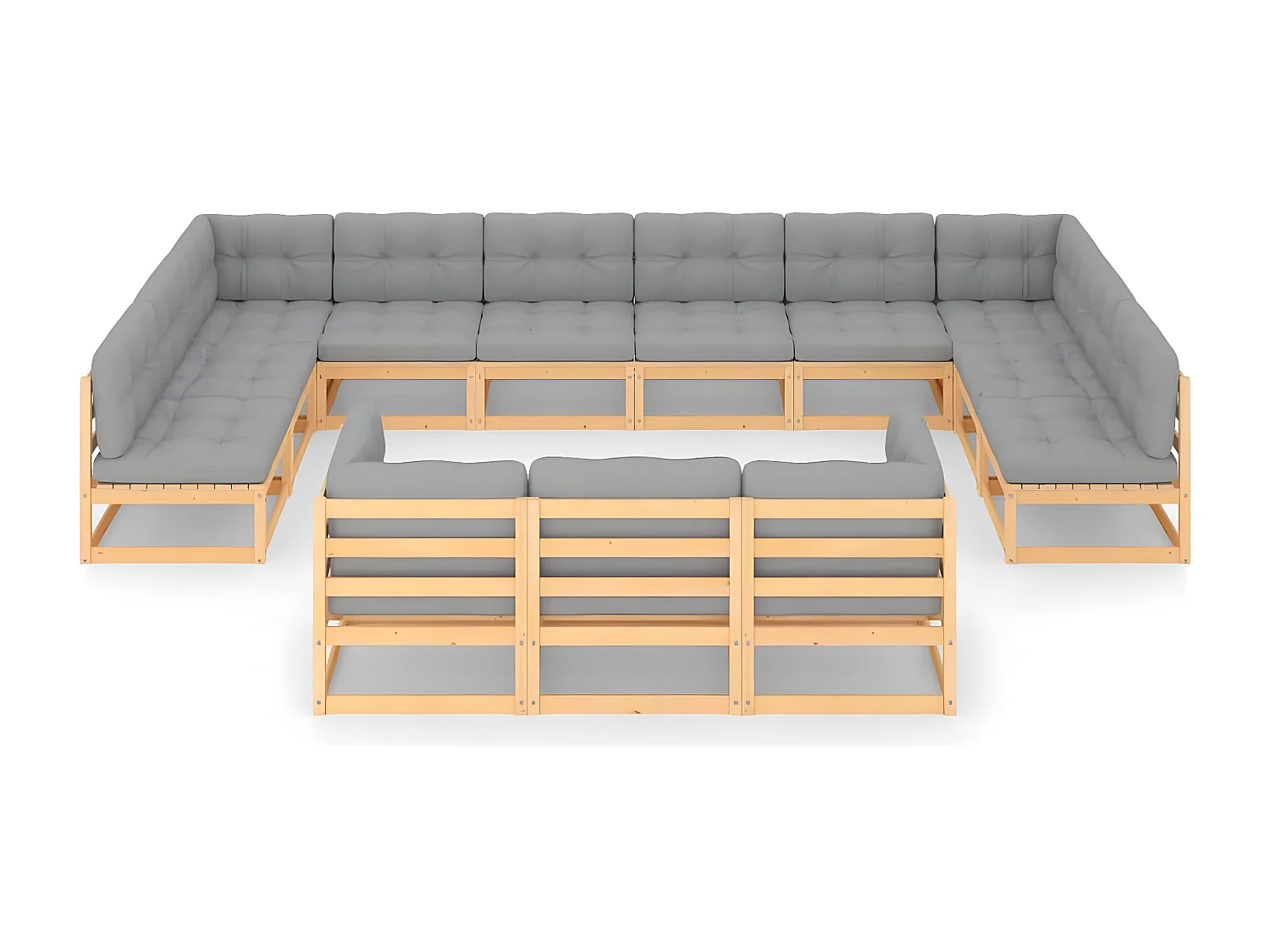 Salon de jardin 13 pcs avec coussins Bois de pin massif 16