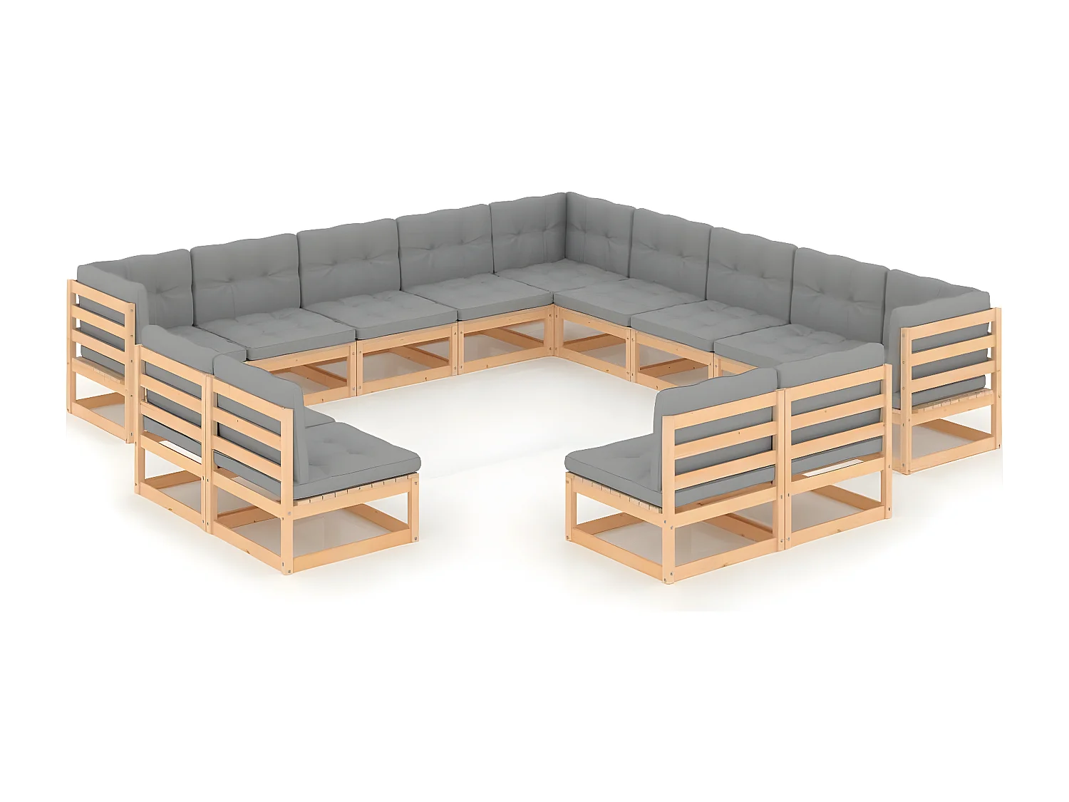 Salon de jardin 13 pcs avec coussins Bois de pin massif 11