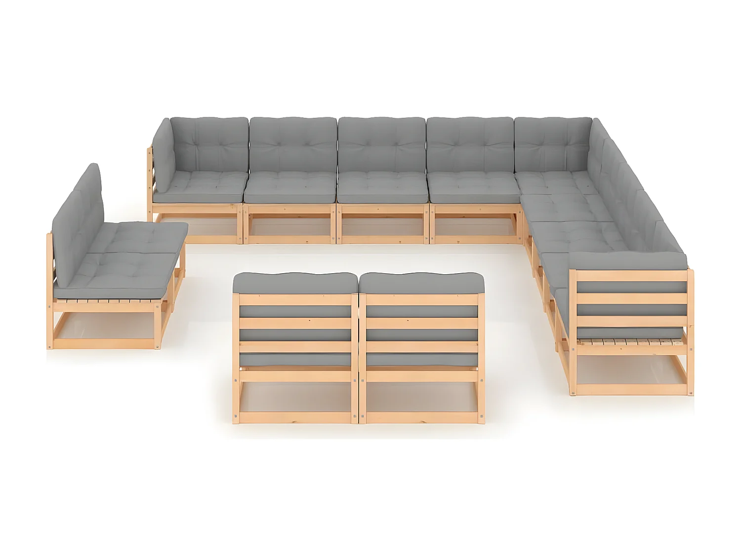 Salon de jardin 13 pcs avec coussins Bois de pin massif 11