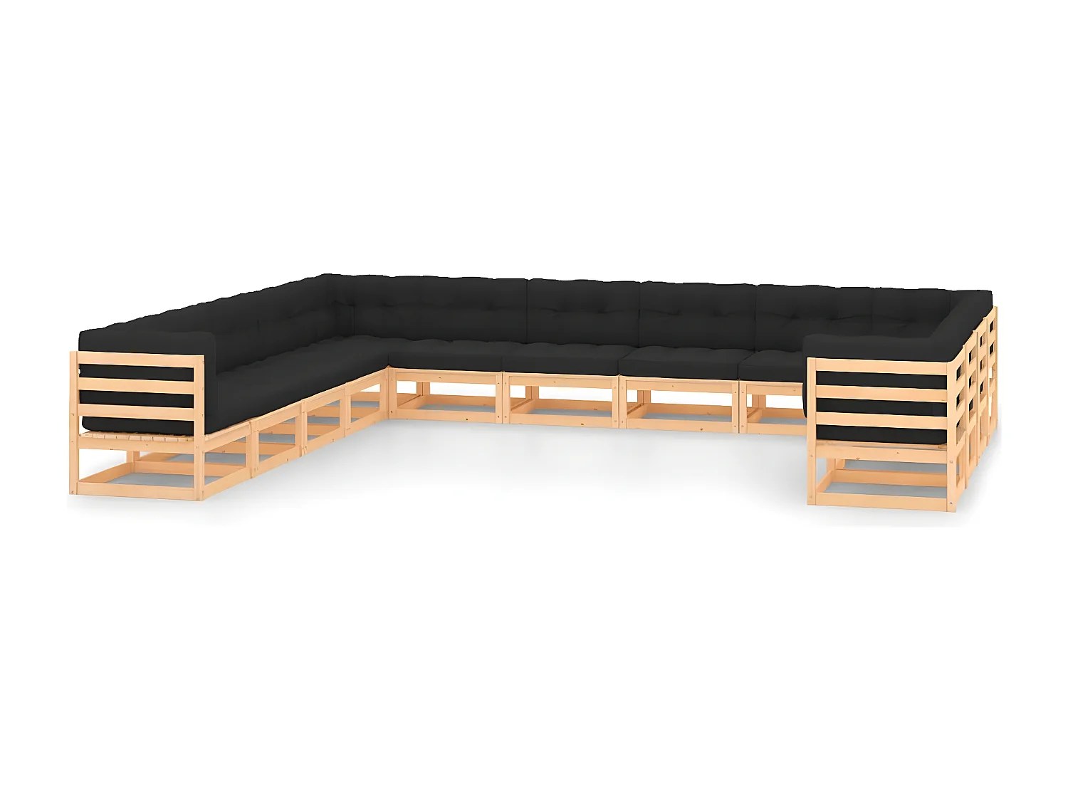 Salon de jardin 13 pcs avec coussins anthracite Bois de pin 8