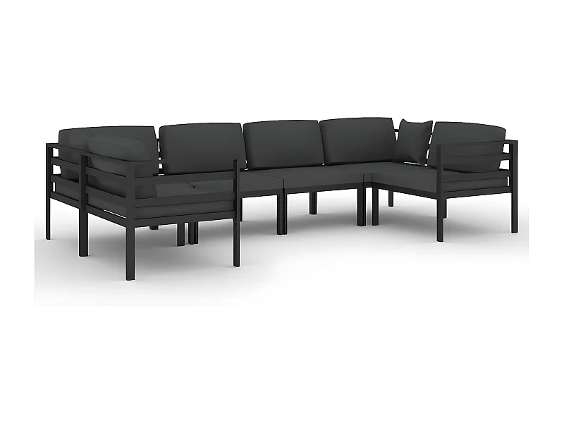 Salon de jardin 6 pcs avec coussins Aluminium Anthracite 2